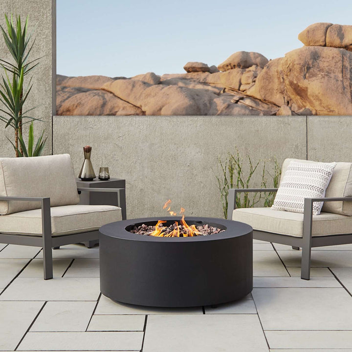 Aegean Round Propane or Natural Gas Fire Pit Table by Real Flame