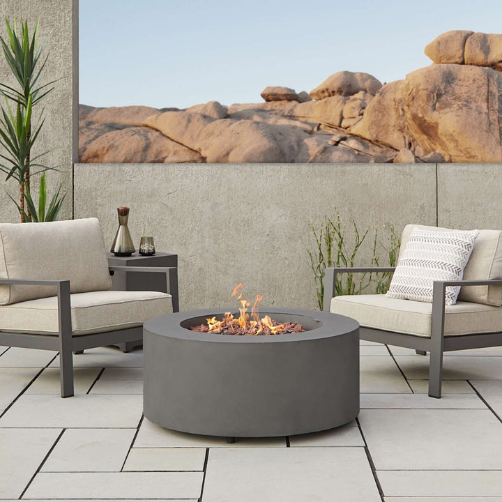 Aegean Round Propane or Natural Gas Fire Pit Table by Real Flame