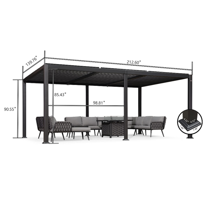 DEMO ITEMS 11.5' × 17.7' Outdoor Louvered Pergola with Adjustable Hardtop Gazebo Sun Shade Patio Aluminum Pergola