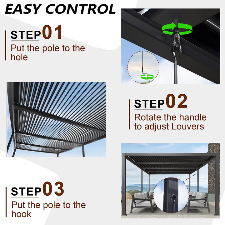 DEMO ITEMS 11.5' × 17.7' Outdoor Louvered Pergola with Adjustable Hardtop Gazebo Sun Shade Patio Aluminum Pergola