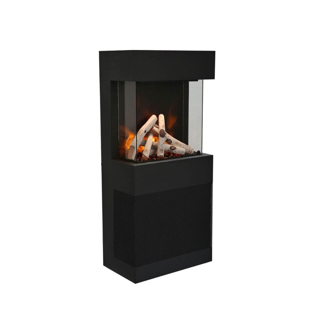 Amantii Cube 25" 3-Sided Glass Electric Outdoor Fireplace