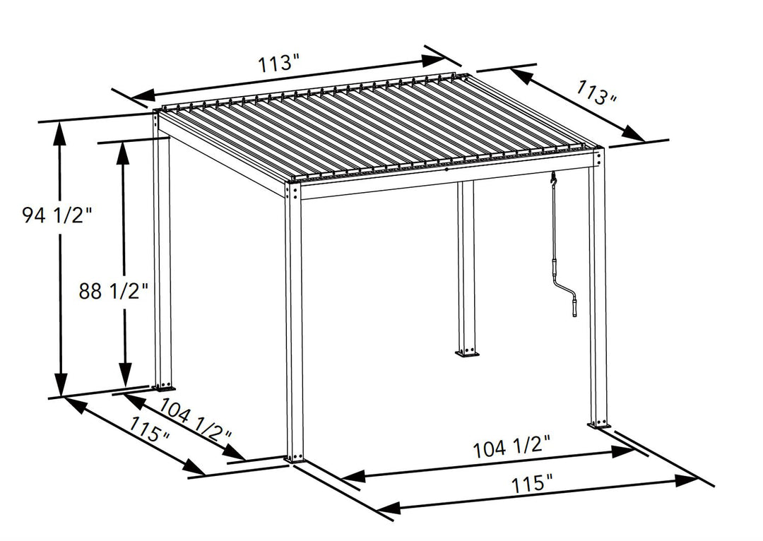 Bon Pergola 10' x 13' Manual Aluminum Louver Starry Pergola