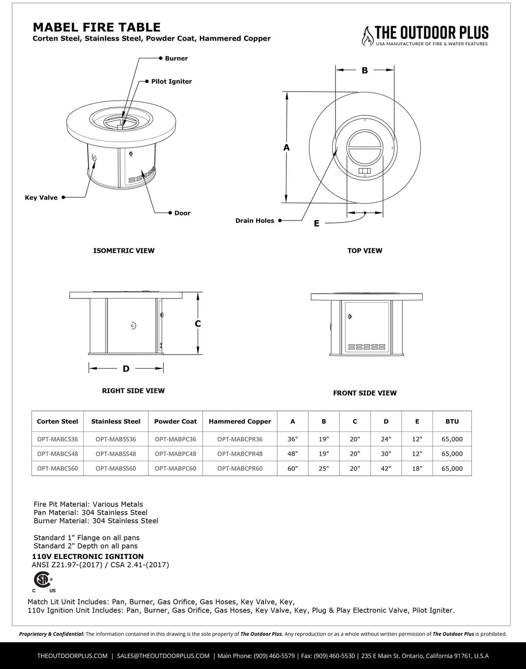 The Outdoor Plus 48" Round Mabel Fire Table - Copper