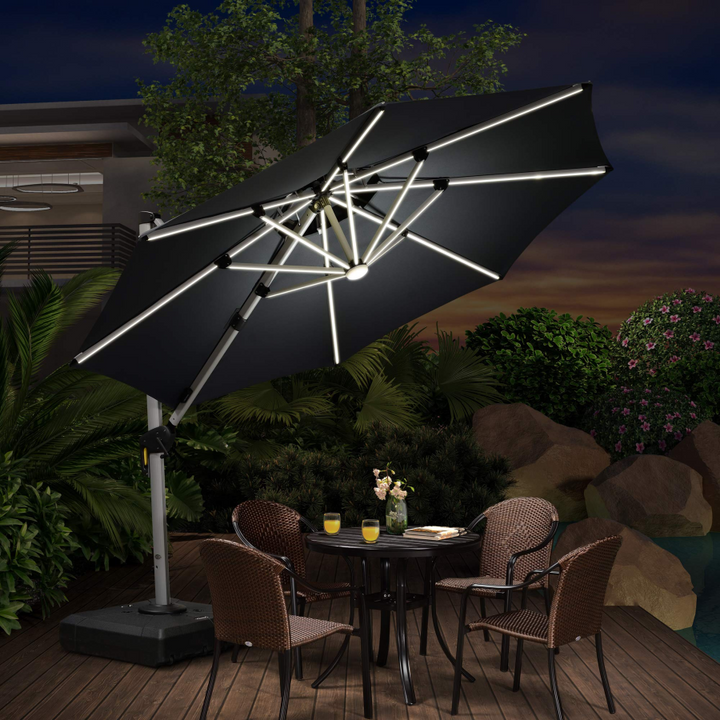 DEMO ITEMS 10 / 11 / 12 ft Round Outdoor Umbrellas With Lights