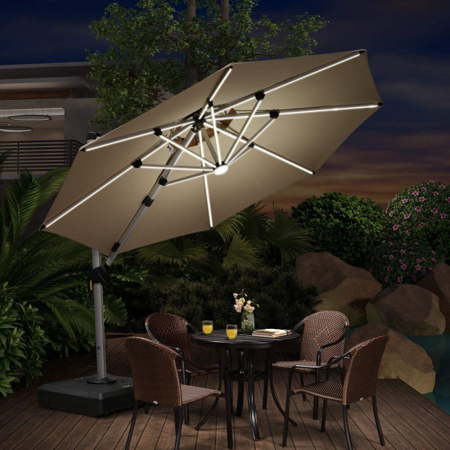 DEMO ITEMS 10 / 11 / 12 ft Round Outdoor Umbrellas With Lights