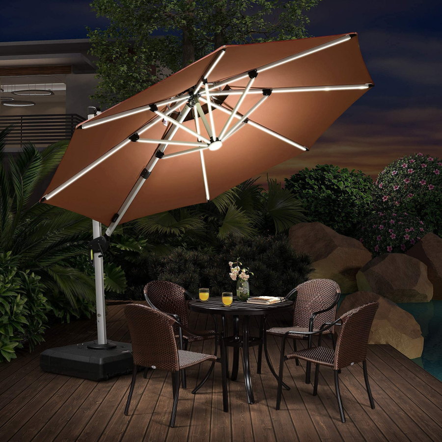 DEMO ITEMS 10 / 11 / 12 ft Round Outdoor Umbrellas With Lights