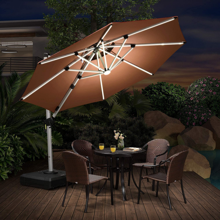 DEMO ITEMS 10 / 11 / 12 ft Round Outdoor Umbrellas With Lights